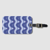 ストライプのな海パターンのヨット ラゲッジタグ (正面横)