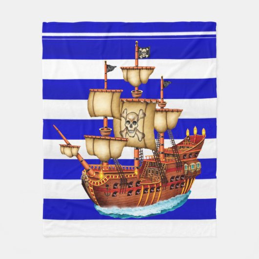 ストライプのな海賊船のフリースブランケット フリースブランケット (正面)