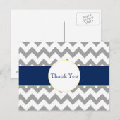 ストライプのな灰色および海軍シェブロンは郵便はがき感謝していしています ポストカード (正面/裏面)