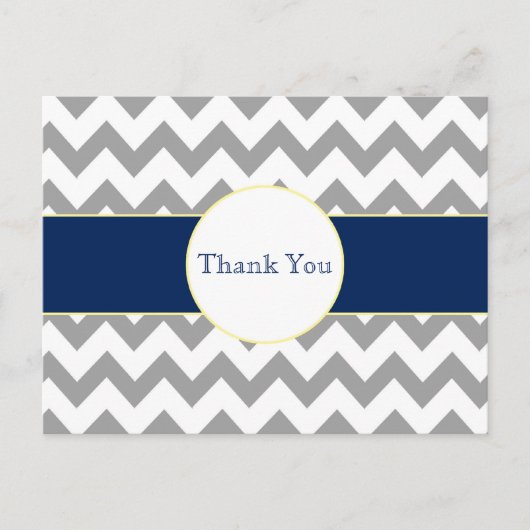 ストライプのな灰色および海軍シェブロンは郵便はがき感謝していしています ポストカード (正面)
