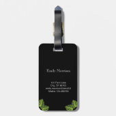 ストライプのな熱帯葉|のモノグラムのな荷物のラベル ラゲッジタグ (裏面縦)