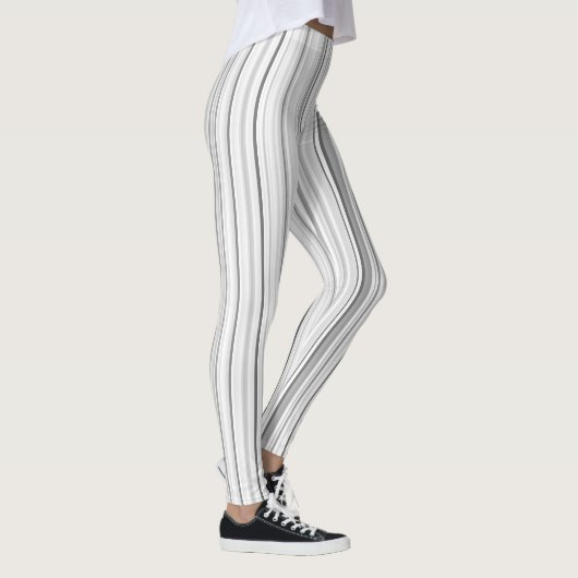 ストライプのな縦ストライプの白い灰色の薄い灰色 レギンス (右)