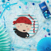 ストライプのな背景との海賊デザイン ペーパープレート (パーティー)