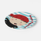 ストライプのな背景との海賊デザイン ペーパープレート (アングル)