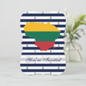 ストライプのな背景のリスアニアの旗か地図 招待状 (スタンド正面)