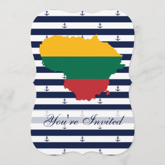 ストライプのな背景のリスアニアの旗か地図 招待状