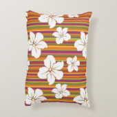 ストライプのな背景の白い花 アクセントクッション (裏面(縦))