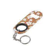 ストライプのな背景の白い花 キーホルダー栓抜き (裏面アングル)