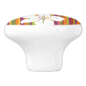 ストライプのな背景の白い花 セラミックノブ (側面)