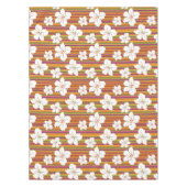 ストライプのな背景の白い花 テーブルクロス (正面)