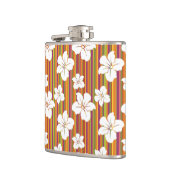 ストライプのな背景の白い花 フラスク (左)