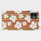 ストライプのな背景の白い花 Case-Mate iPhoneケース (裏面(横))