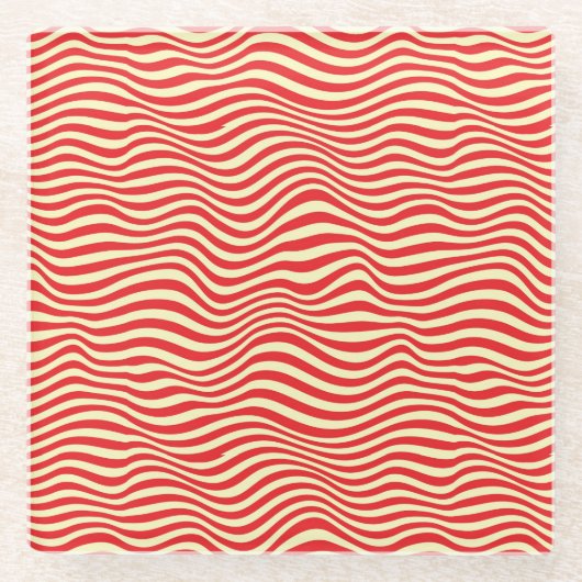 ストライプのな背景 ガラスコースター (正面)