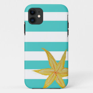 ストライプのな花の箱 iPhone 11 ケース