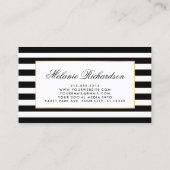 ストライプのな花の紫色の紫外金ゴールドフレーム 名刺 (裏面)