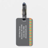 ストライプのな花の荷物のラベル ラゲッジタグ (裏面縦)