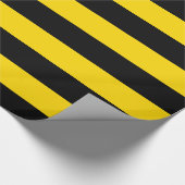 ストライプのな警告の黄色および黒い注意 ラッピングペーパー (角)