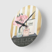 ストライプのな野生のりんご|の大きいファッションブック- ラウンド壁時計 (傾斜)