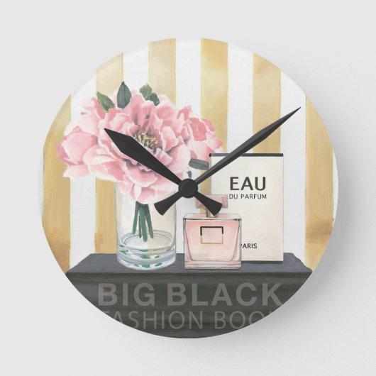 ストライプのな野生のりんご|の大きいファッションブック- ラウンド壁時計 (正面)