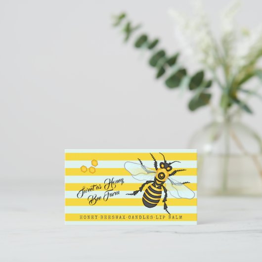 ストライプのな養蜂家のApiaryの蜂の農場|の蜜蜂 名刺 (スタンド正面)
