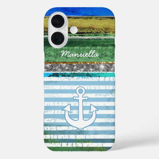 ストライプのアンカー柄iPhone 6 カスタマイズ可 Case-Mate iPhoneケース (裏面)