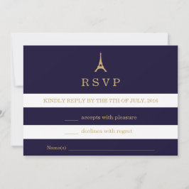 ストライプのエッフェル塔 ゴールド RSVP カード