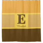 ストライプのエレガントモダン黄褐色モノグラム シャワーカーテン (正面)