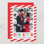 ストライプのオシャレなクリスマス フォトカード 招待状 (正面/裏面)