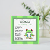 ストライプのカエル 誕生日招待状 招待状 (スタンド正面)