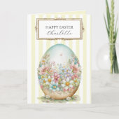 ストライプのカスタマイズイースターエッグ飾り カード (正面)