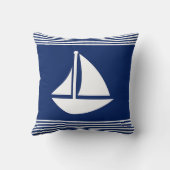 ストライプのカスタムボートネームネイビーブルー装飾用クッション クッション (裏面)