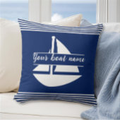 ストライプのカスタムボートネームネイビーブルー装飾用クッション クッション