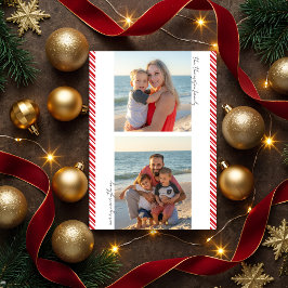 ストライプのキャンディケイン - フラット写真ホリデーカード シーズンカード