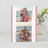 ストライプのキャンディケイン フラット フォト ホリデー カード (スタンド正面)