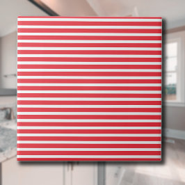 ストライプのキャンディケイン 赤と白のシンプルな水平ストライプ タイル