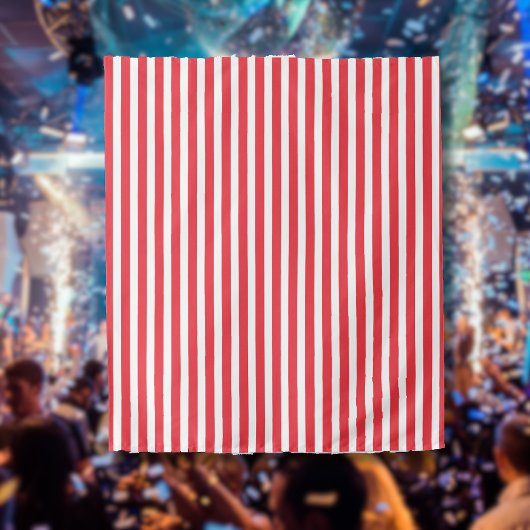 ストライプのキャンディケイン 赤と白のシンプルな水平ストライプ タペストリー