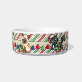 ストライプのクリスマスホリデーキャットディッカスタマイズシュ – ボウル