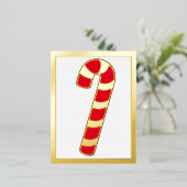ストライプのクリスマスホリデーキャンディーケーンフォイルハガキ 箔シーズンポストカード (立ち正面)