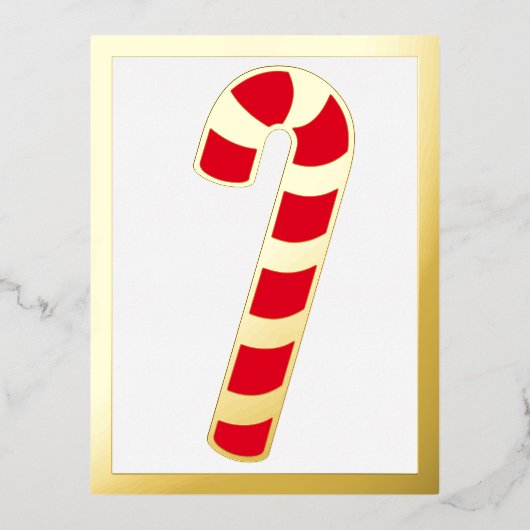 ストライプのクリスマスホリデーキャンディーケーンフォイルハガキ 箔シーズンポストカード (正面)