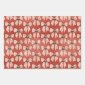 ストライプのクリスマスボウ ラッピングペーパーシート (正面2)