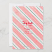 ストライプのクリスマス写真の誕生発表 シーズンカード (裏面)