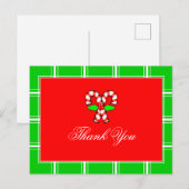 ストライプのクリスマス お礼 赤と緑 シーズンポストカード (正面/裏面)