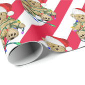 ストライプのクリスマス テディベア ラッピングペーパー (ロールコーナー)