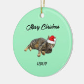 ストライプのサンタ帽子のタビー猫 セラミックオーナメント (左)