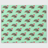 ストライプのサンタ帽子のタビー猫 ラッピングペーパー (フラット)