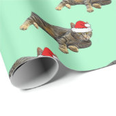 ストライプのサンタ帽子のタビー猫 ラッピングペーパー (ロールコーナー)