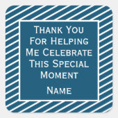 ストライプのステッ救済クをありがとう祝 スクエアシール (正面)