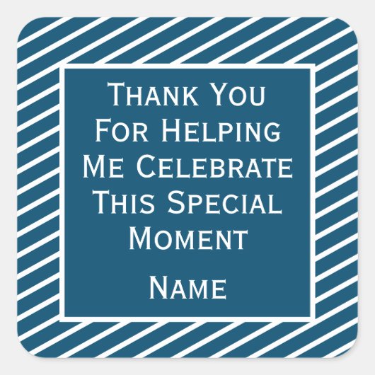 ストライプのステッ救済クをありがとう祝 スクエアシール (正面)