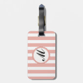 ストライプのストライプピンクホワイトモノグラムラゲージタグ ラゲッジタグ (裏面縦)