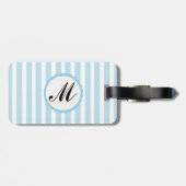ストライプのストライプブルーホワイトカスタムモノグラム ラゲッジタグ (裏面横)